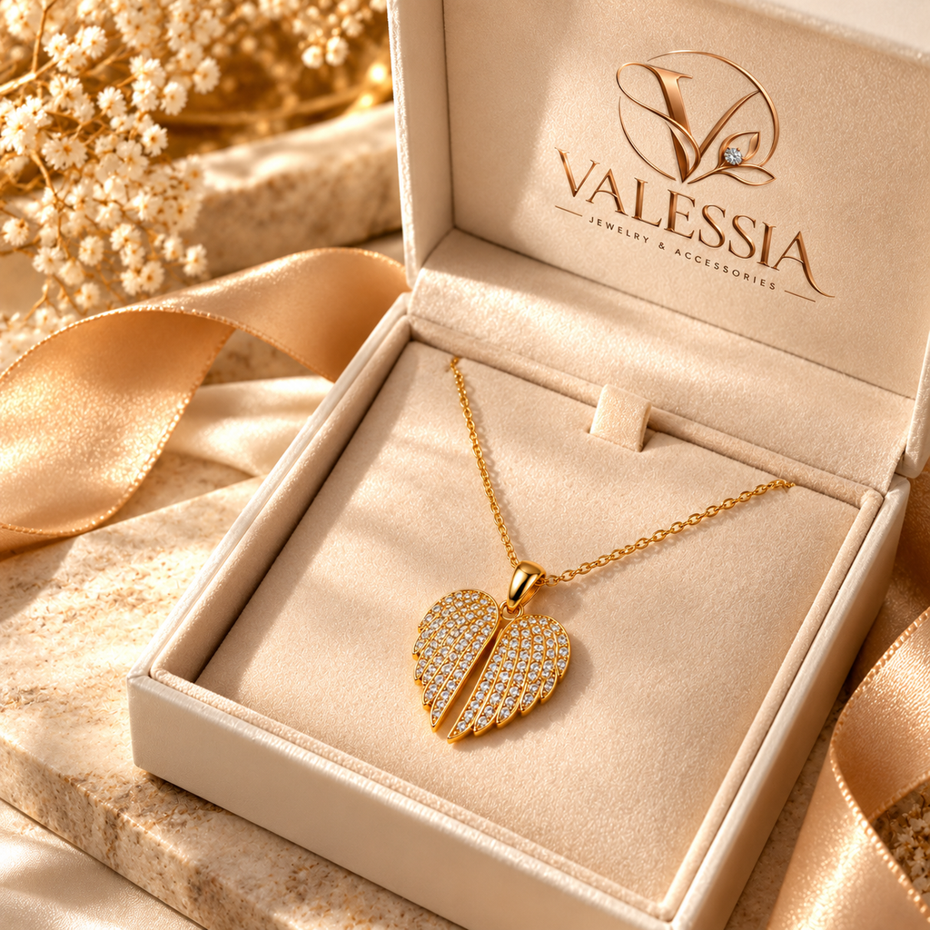 Zirconia Angel Wing Stainless Steel Necklace