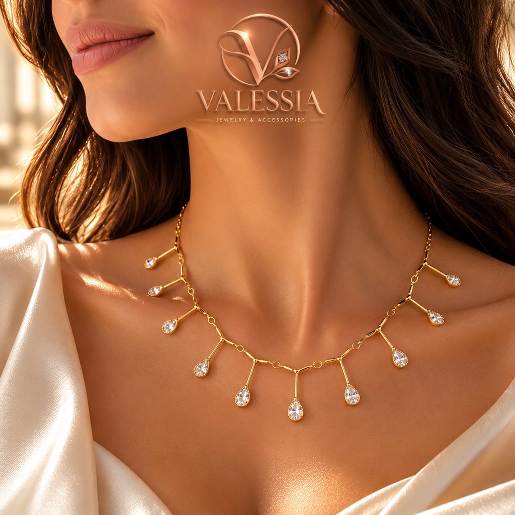 Gold-Tone Teardrop Pendant Necklace