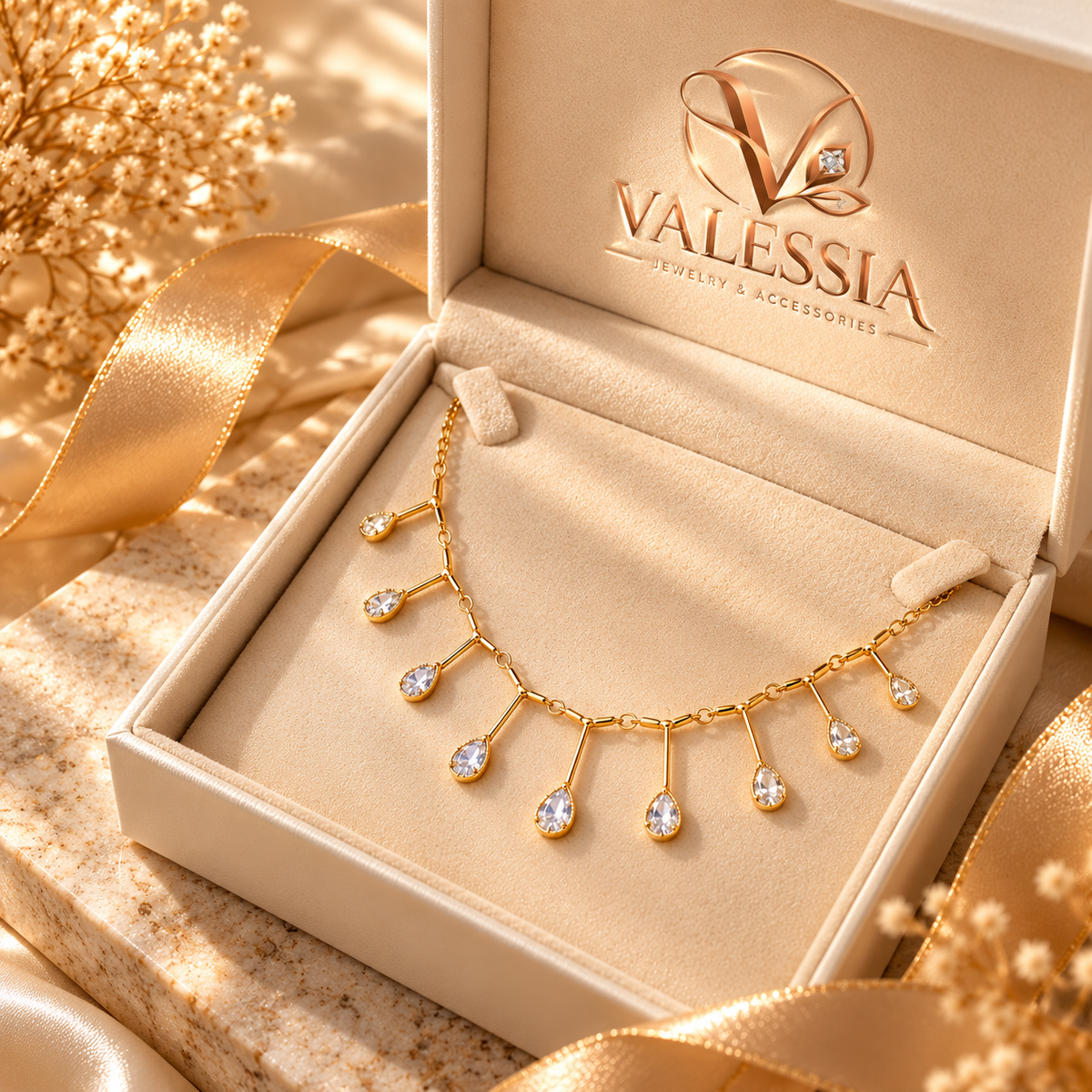 Gold-Tone Teardrop Pendant Necklace