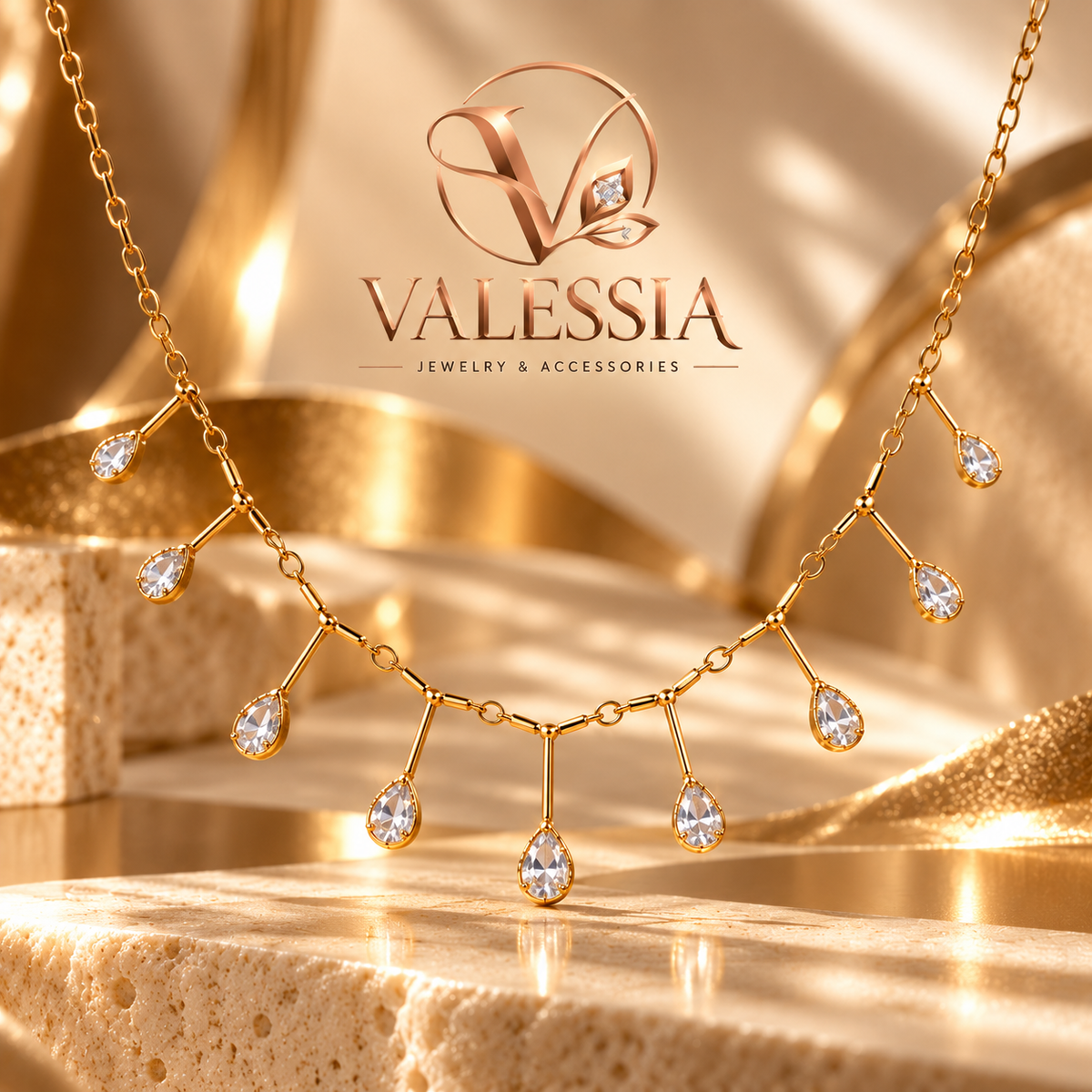 Gold-Tone Teardrop Pendant Necklace