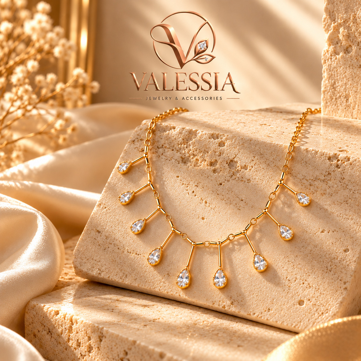 Gold-Tone Teardrop Pendant Necklace