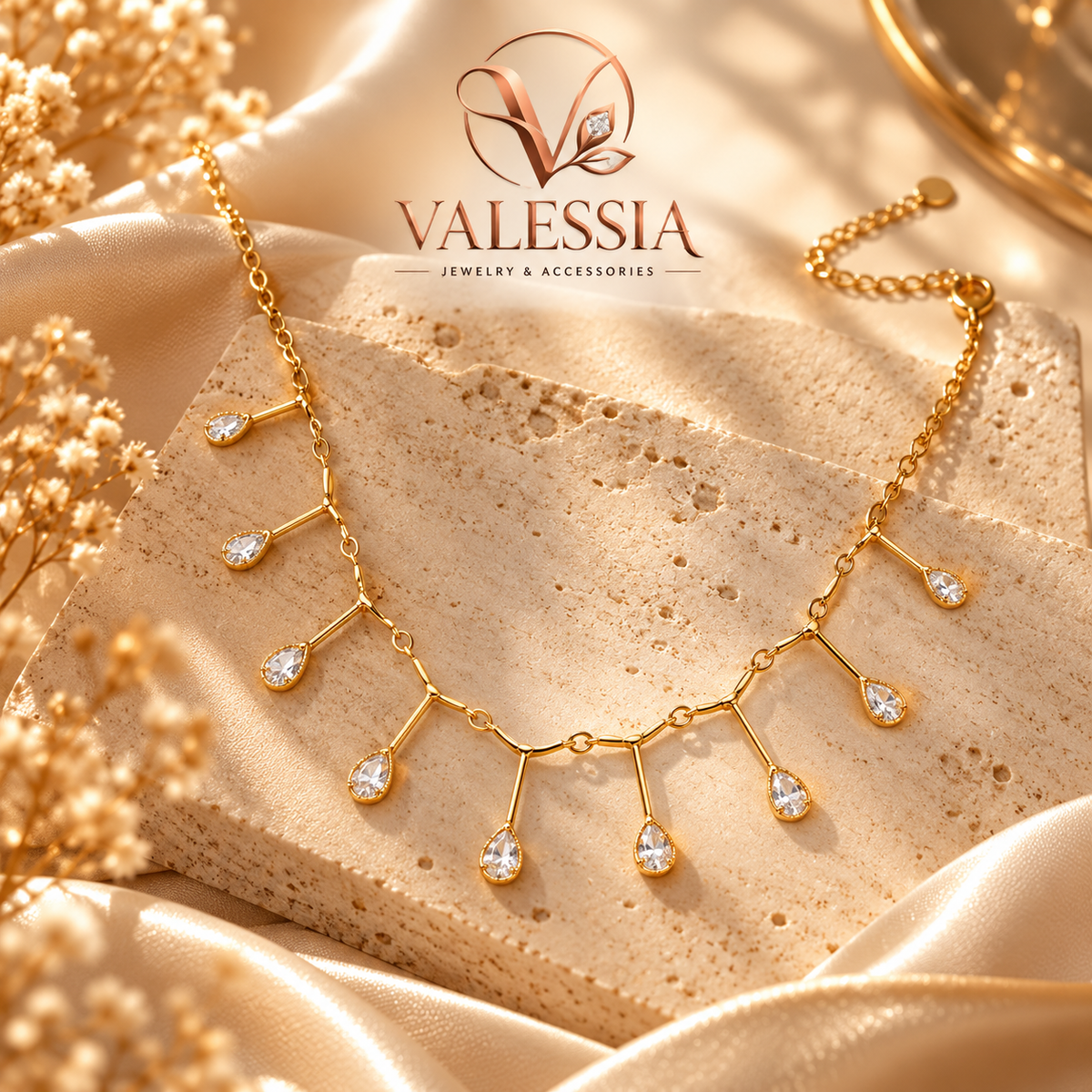 Gold-Tone Teardrop Pendant Necklace