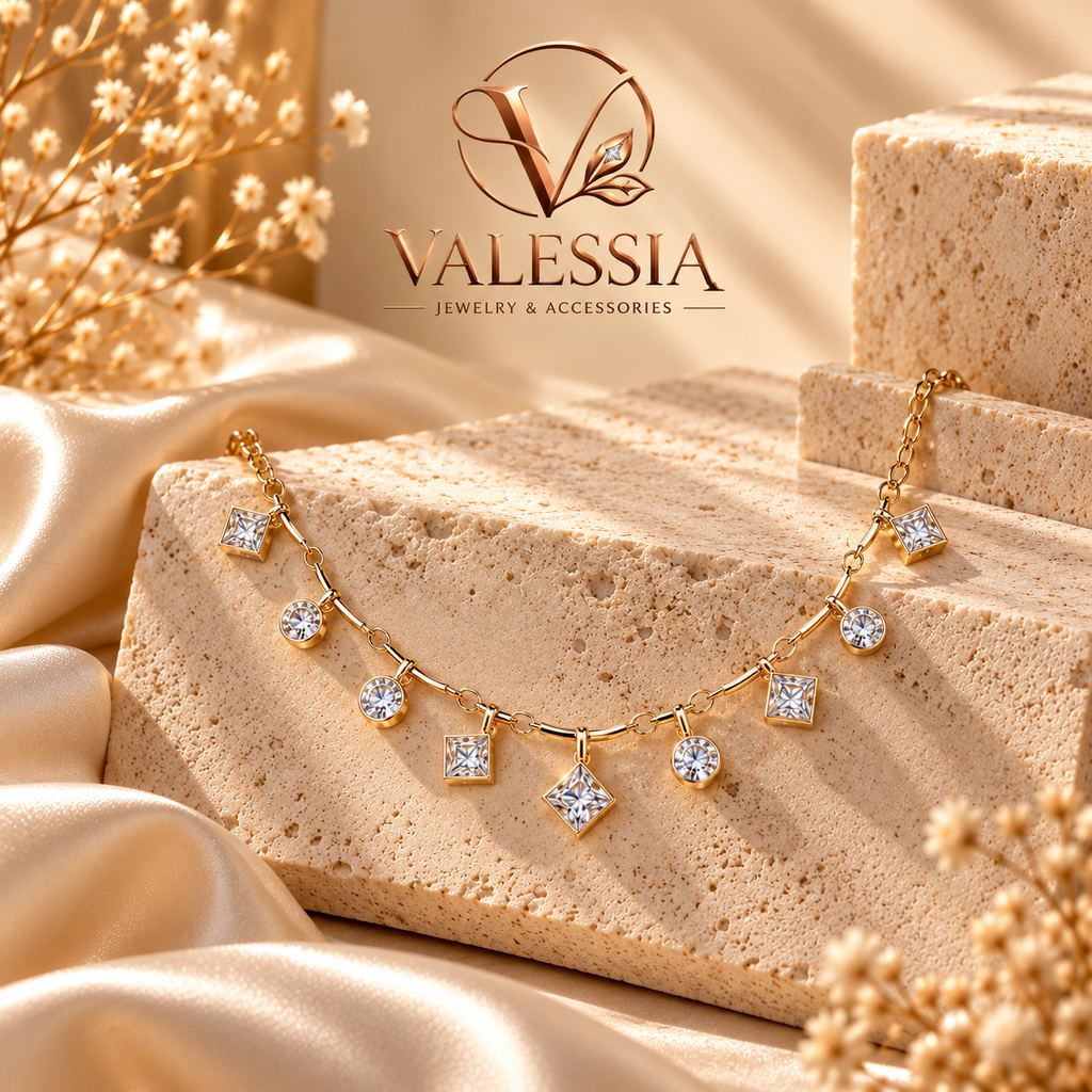 Silver-Tone Square and Round Pendant Necklace