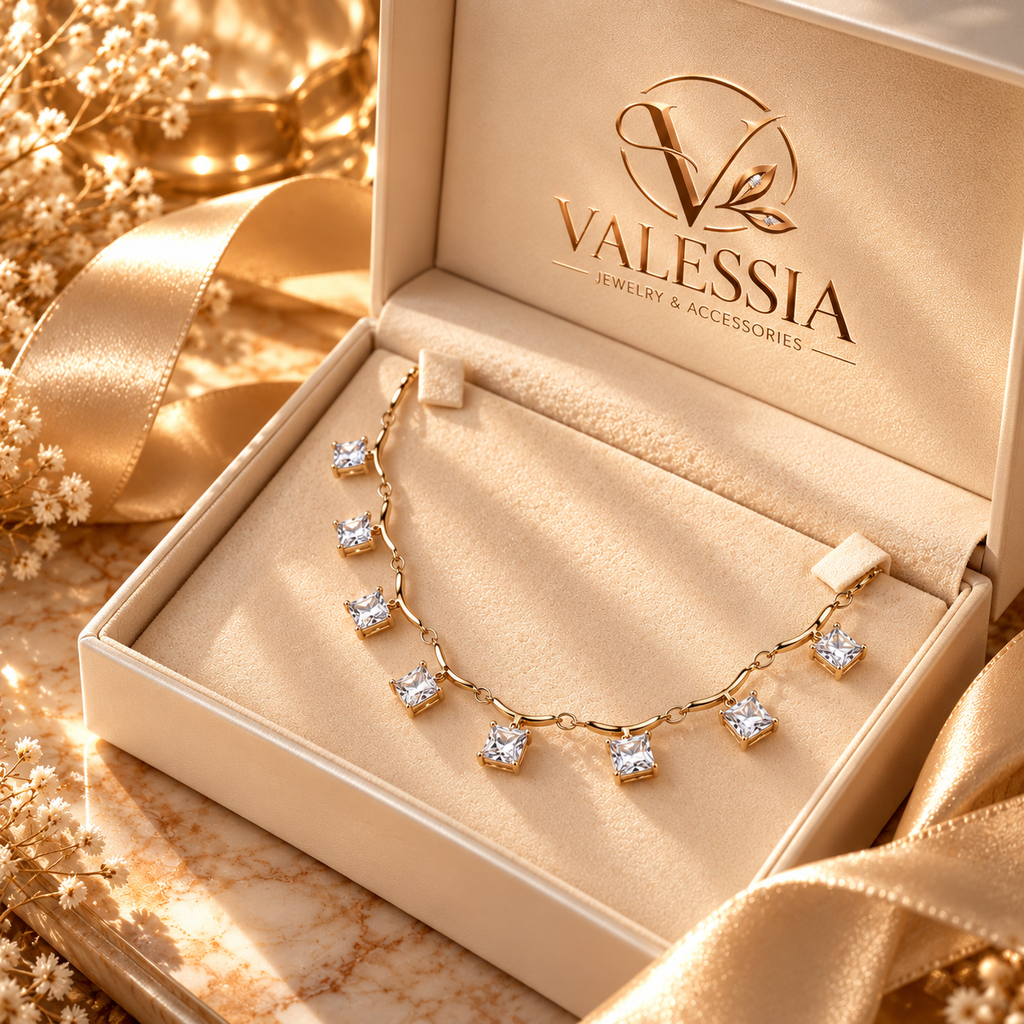 Silver-Tone Square-Cut Pendant Necklace