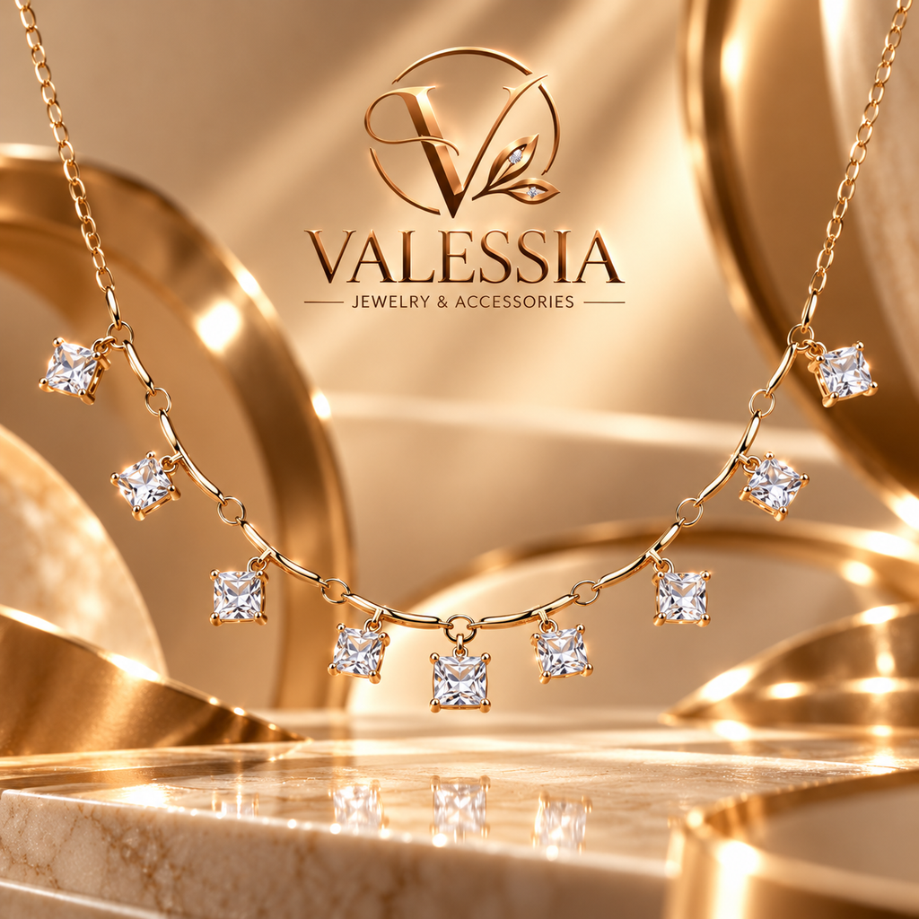 Silver-Tone Square-Cut Pendant Necklace