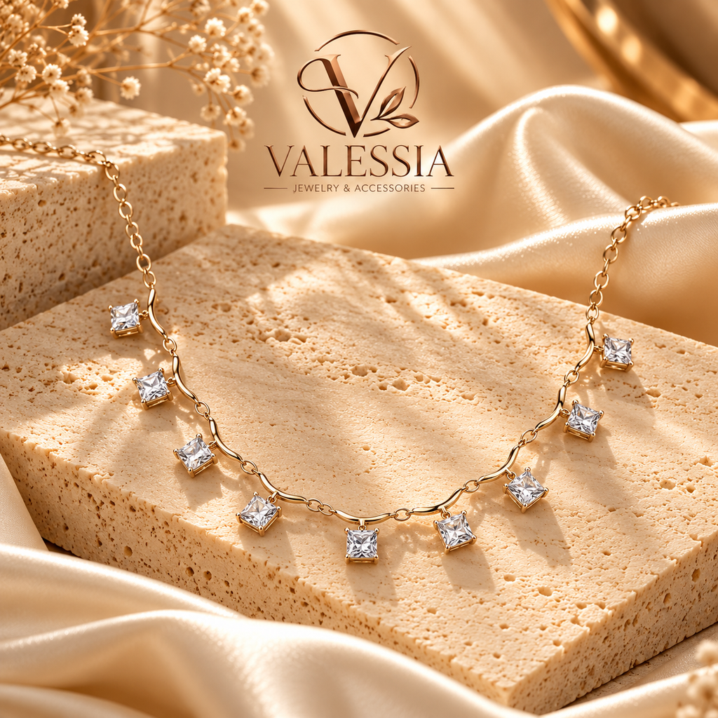 Silver-Tone Square-Cut Pendant Necklace