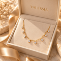Gold-Tone Necklace with Round Dangle Stones