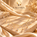 Gold-Tone Necklace with Flower and Teardrop Dangle Stones