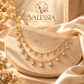 Double-Layer Gold-Tone Necklace with Teardrop Pendant