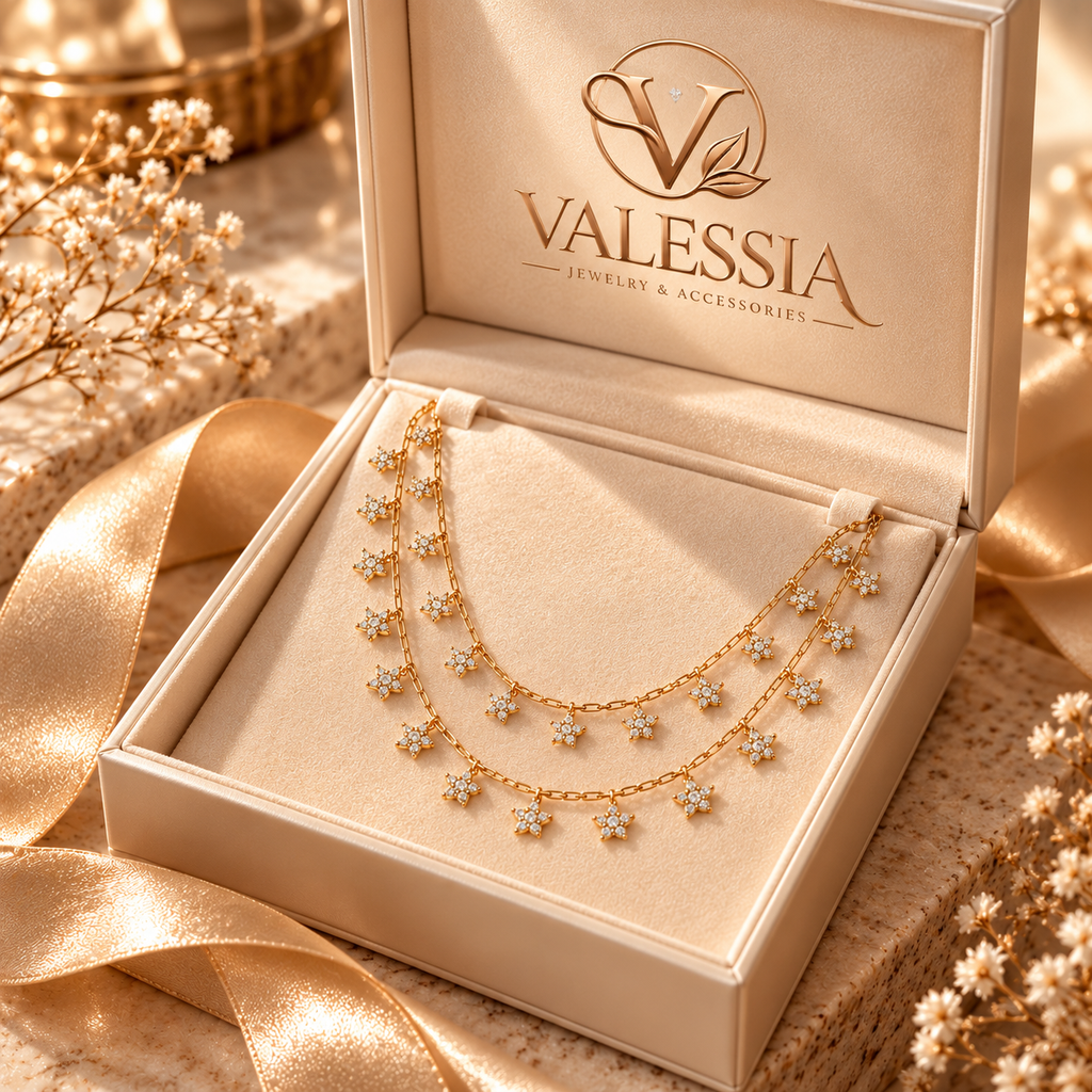 Double-Layer Gold-Tone Necklace with Star-Shaped Pendant