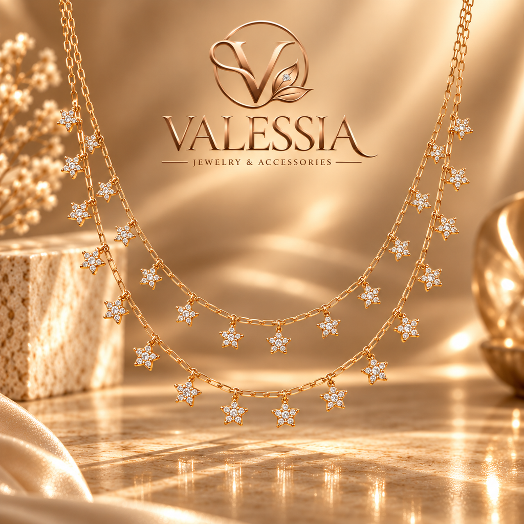 Double-Layer Gold-Tone Necklace with Star-Shaped Pendant
