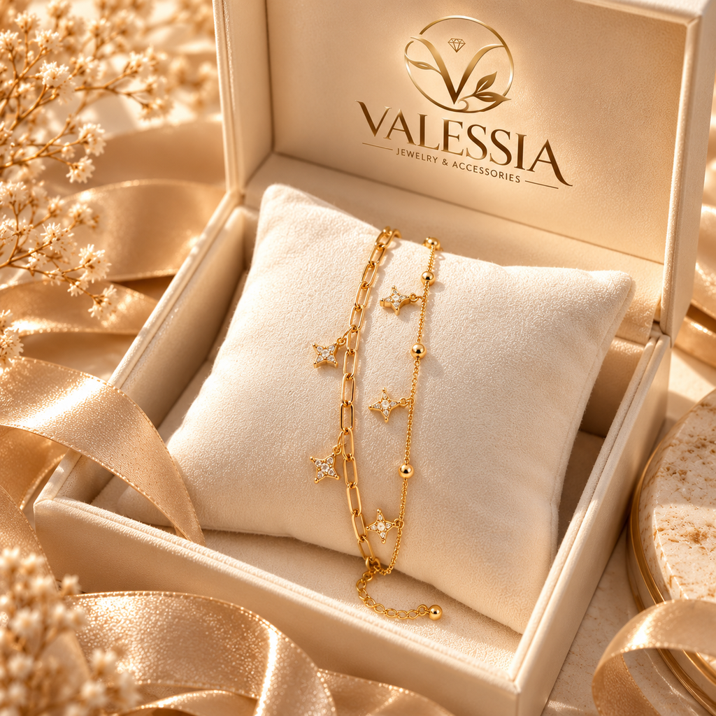 Gold-Tone Double-Chain Bracelet with Star Charm