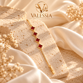 Gold and Silver-Tone Tennis Bracelet with Burgundy Clover Motif